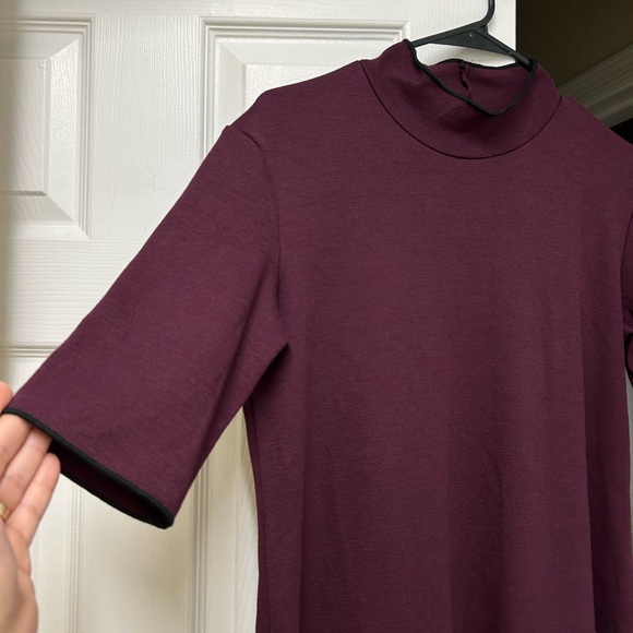 NWT ZARA Burgundy Mock Neck Flared Hem Dress – Size L - Picture 7 of 16